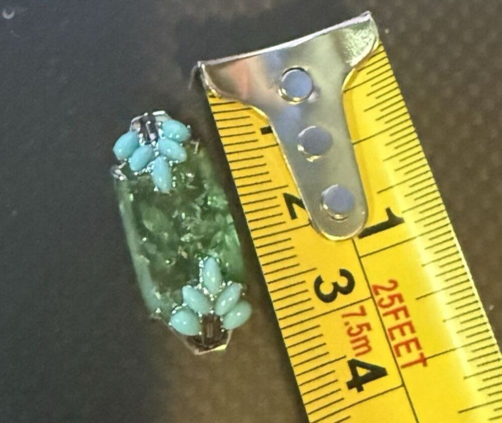 KEEP Collective Stella & Dot Green Pave Stone Turquoise Slider Charm EUC No Box